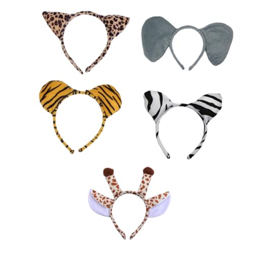 OATIPHO 5 Stück Teiliges Tiermotiv Haarreif Plüschkopfband für Giraffe Zebra Tiger Leopardenmuster für Karneval und Kostümpartys von OATIPHO