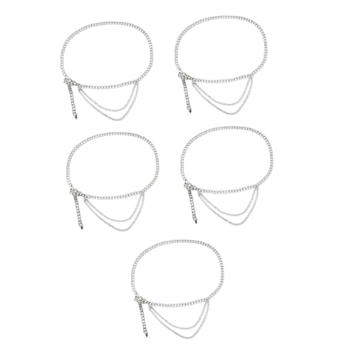 OATIPHO 5 Stück Verstellbarer Teilig Taillenkettengürtel Damen Metall Bauchkette mit Herzanhänger Modeaccessoire für Jeans Kleider Vielseitig Kombinierbar von OATIPHO