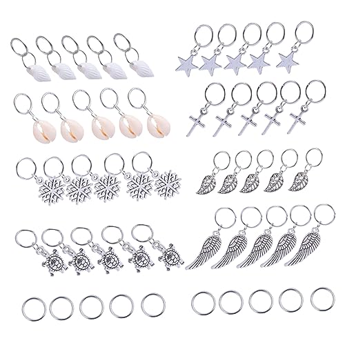 OATIPHO 50 Stück Haarschmuck Haarringe mit Sternen und Blättern Metallische Braid Ringe für Diy Frisuren Geeignet für Hochzeiten Partys und Festivals von OATIPHO