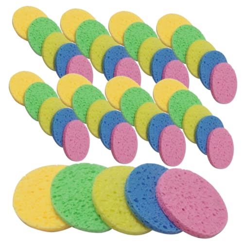 OATIPHO 50 Stück Portable Gesichtsschwämme zum Make Up Entfernen und Sanften Peeling Runde Dicke Reinigungspads in Hautfarben Hautfreundlich und Leicht für Damen und Mädchen von OATIPHO