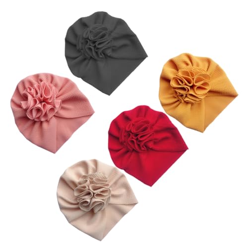 OATIPHO Damen-strickmützen-set 5-teilig Mais-strickmütze Mit Blumenmotiv Gemütliche Beanies Aus Acrylgarn Für Die Jahreszeiten von OATIPHO