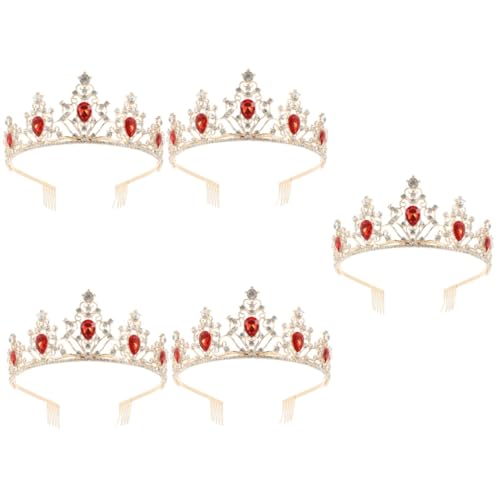 OATIPHO 5St Krone Haarschmuck Tiara für Frauen Haarschmuck für den Abschlussball haar zubehör haircharm Kronen für Frauen Tiara für die Hochzeit der Braut luxuriös Stirnband Geschenk rot von OATIPHO