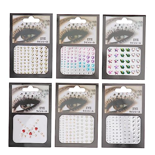 OATIPHO 6 Blätter Dekorative Gesichts Rhinestones Aufkleber Teiliges für Make Up Selbstklebend für Partys Festivals Hochzeiten und Kostümpartys Glänzende Designs und Mischfarben von OATIPHO