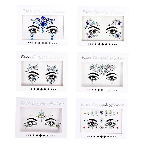 OATIPHO 6 Blätter Gesichtsaufkleber mit Strasssteinen Sticker für Diy Gesichtsschmuck und Glänzende Designs Leicht Anzubringen und Hautfreundlich von OATIPHO