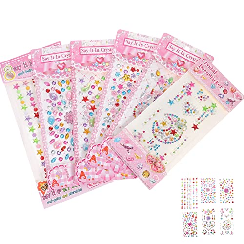 OATIPHO 6 Blätter Gesichtsschmuck mit Glitzersteinen Temporäre Tattoos und Aufkleber für Party und Festival Make Up Hautfreundlich und Einfach Anzuwenden für Halloween und Cosplay von OATIPHO