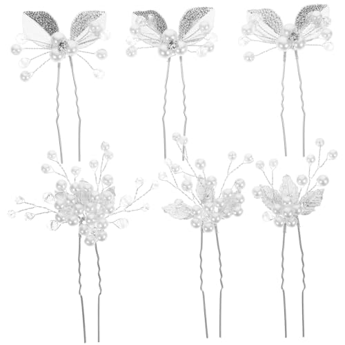 OATIPHO 6 Stck. Perlen Haarnadeln U Form Haarspangen Haarschmuck für Bräute und Damen Design mit Rhinestones für Verschiedene Frisuren und Anlässe von OATIPHO