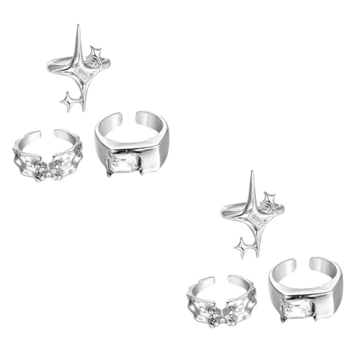 OATIPHO 6 Stk Diamant-Ring halloween kostüm halloween costume halloween+kostüm Ringe Frauen Fingerring offener Ring aus Metall kalter Wind Schmuck Zeigefingerring Fräulein Zinklegierung von OATIPHO