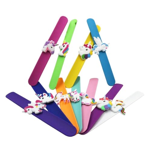 OATIPHO Weihnachtsgeschenke Für Kinder Kleinkindspielzeug 6 Stk Weihnachtsgeschenke Armbänder Schlagarmband Silikon Einhorn-klapparmband Kind Karikatur Preis- Geschenke Kinder-Slap-Armband von OATIPHO