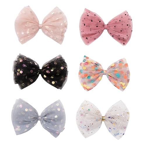OATIPHO 6 Stück Großes Teiliges Haarklammern mit Schleifen Design Farbenfrohe Punktmuster Rutschfeste Haarspangen für Damen Haaraccessoires von OATIPHO