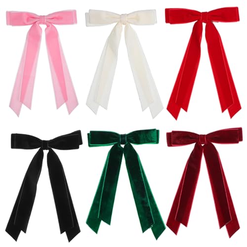 OATIPHO 6stücke Samt Haarschleifen Samt Schleifenhaarspangen Lange Schleifen Einfache Schleifenhaarspangen Damen Haarschmuck Für Verschiedene Frisuren Und Anlässe von OATIPHO