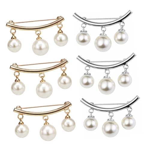 OATIPHO 6 Stück Metallbroschen mit Perlenanhänger Elegante Schal Tuchbrosche Schmucknadel zum Fixieren von Pullovern Shirts Sichere Fixierung Modisches Accessoire für Damen von OATIPHO