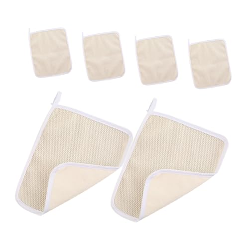 OATIPHO 6 Stück Teiliges Peeling Badetuch Schnelltrocknendes Waschhandschuh mit Kurzem Schlaufenband Sanftes Rückenpeeling und Gesichtsreinigung für Täglichen Gebrauch zu Hause Beige von OATIPHO