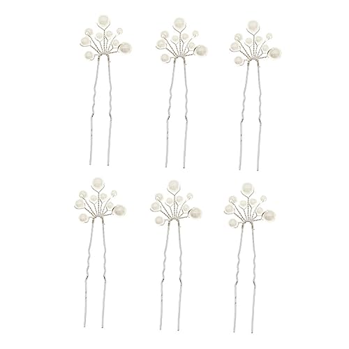 OATIPHO 6 Stück Teiliges U Förmige Haarnadeln mit Perlen Eleganter Haarschmuck für Braut und Damen Geeignet für Hochzeit Party Bankett und Besondere Anlässe Langlebiges Design von OATIPHO