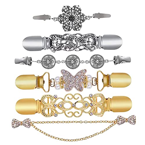 OATIPHO 6 Stück Vintage Cardigan Clips Wiederverwendbare Sweater Clips für Schals Kleider und Umhänge Metallverschluss für Outfits Geeignet für Formelle und Lässige Anlässe von OATIPHO