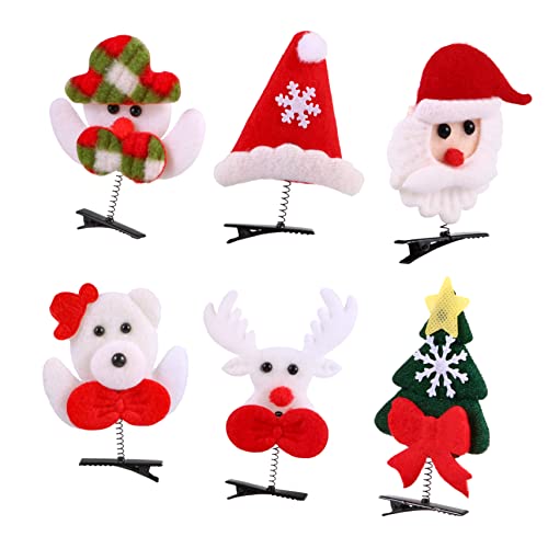OATIPHO 6 Stück Weihnachts Haarclips mit Süßen Weihnachtsmützen und Schneemannmotiven Farbenfrohe Haarschmuck Accessoires für Mädchen für und Festliche Frisuren von OATIPHO