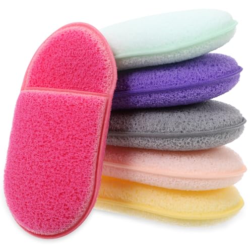 OATIPHO 6 Stück Wiederverwendbare Gesichtsreinigungsschwämme Sanfte Make up entferner Pads Kompakt Hautfreundlich für Tägliche Gesichtsreinigung und Gründliche Pflege Zufällige Farbe von OATIPHO