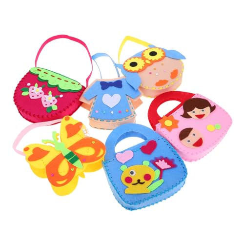 OATIPHO Nähset Für Mädchen 6-teilig Filz-handtaschen-Set Geldbörsen-bastelset Für Kinder Stickmuster Nähen Lernen von OATIPHO