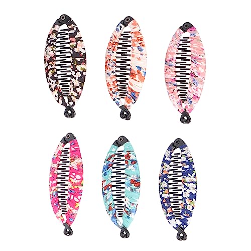 OATIPHO 6stücke Bananen-haarspangen Für Frauen Hochsteck-pferdeschwanz-clip Pferdeschwanzhalter Haarspangenklammer Lange Haarspange Haarspange Tuch Kunst Floral Starke Spannung Haar von OATIPHO