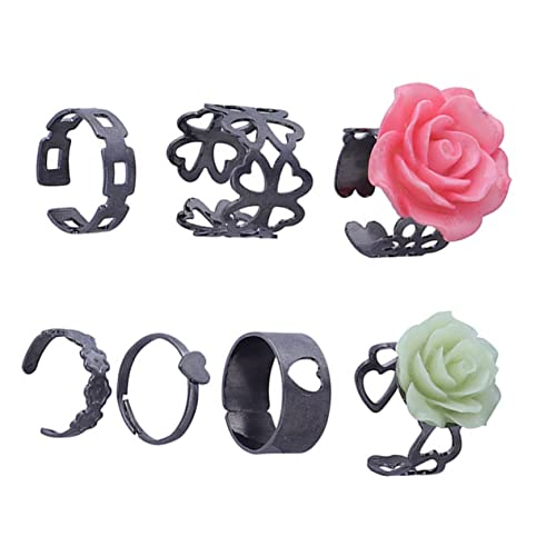 OATIPHO 7 Stück Teiliges Set Kreativen Gravierten Rosenringen Vintage Hollow Out Fingerringe für Frauen Stilvolle Schmuckstücke für Partys und Anlässe von OATIPHO