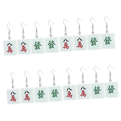 OATIPHO 8 Paare Mahjong-Ohrringe Frauen Anhänger Fliese Mahjong Ohrringe lustig Ohrhänger cute earrings Perlenohrringe seltsame Ohrringe Neuheit Ohrringe hängen Charme Fräulein Plastik von OATIPHO