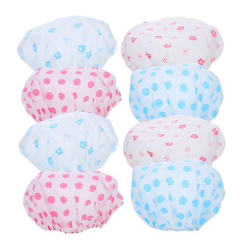 OATIPHO 8 Stück Teiliges Duschhauben Eva Badekappe mit Elastischem Band Wiederverwendbar Leichter Haarschutz für Damen Herren für Küche Spa Salon und von OATIPHO