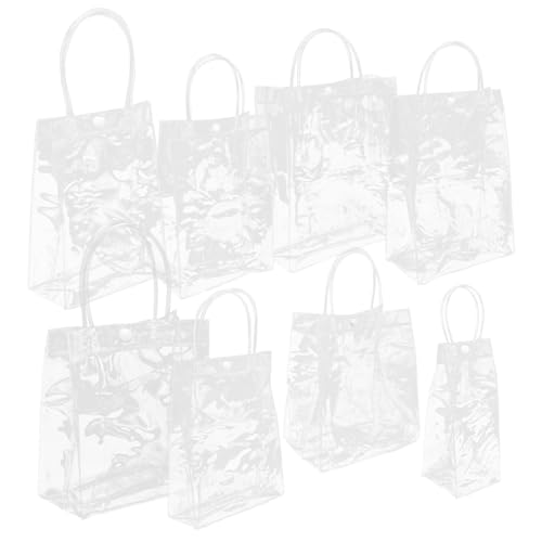 OATIPHO 8 Stück Teiliges Wasserdichter PVC Handtragetaschen Transparente Geschenkverpackungstaschen Verschiedenen Vielseitig Verwendbar für Einkaufen Feiern Hochzeiten und Aufbewahrung von OATIPHO