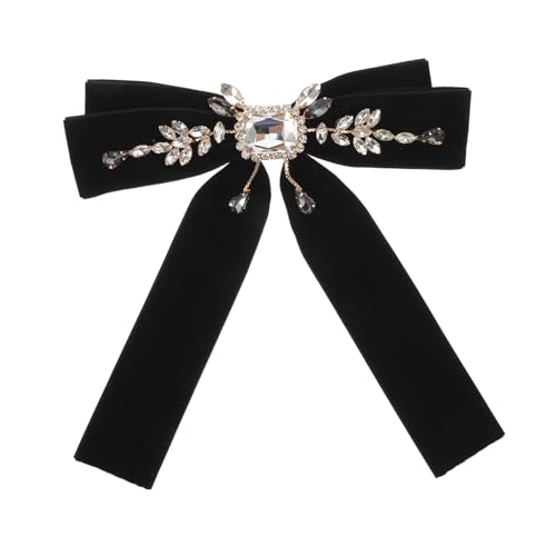 OATIPHO Barock Schleifenbrosche mit Strassakzenten Retro Broschenpin für Schuluniformen Samtband Anstecknadel Viktorianische Halsbandbrosche für Cardigans Hochzeits und Partyaccessoire von OATIPHO