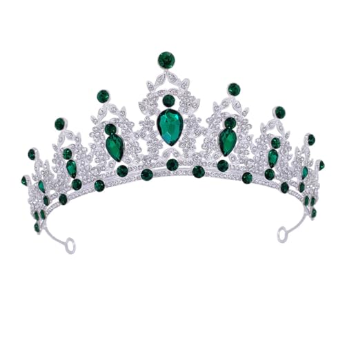 OATIPHO Barocke Brautkrone Tiara für Hochzeiten Geburtstagsfeiern Abschlussbälle und Besondere Anlässe Haaraccessoire Silbergrün Damen Krone Schmuckset von OATIPHO