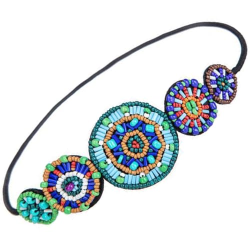 OATIPHO Beaded Elastic Headband für Damen Vintage Haaraccessoire Farbenfrohes Design für Hochzeiten Partys Festivals und Alltag mit Guter Elastizität für Ganzen Tag Tragekomfort von OATIPHO