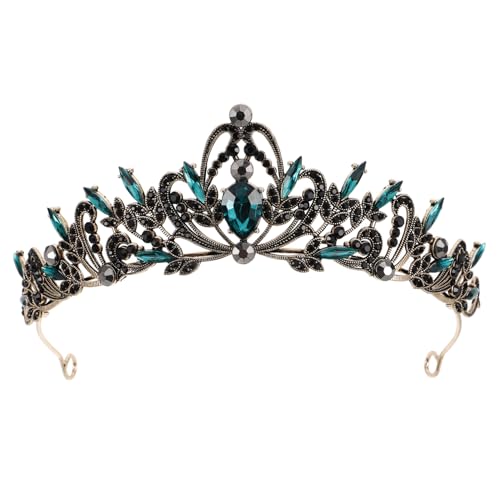 OATIPHO Blattkrone Haarschmuck Kronen und Diademe Brautzubehör Hochzeitskronen Krone Hochzeit Stirnband Tiara für Frauen Kronenstirnband Braut Kopfbedeckung Braut Tiara Strass Grün von OATIPHO