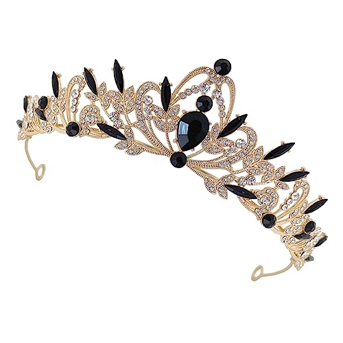 OATIPHO Blattkrone Haarschmuck Tiara Sei Prinzessin Krone Kopfbedeckungen Braut- Mädchen Strassstirnband Hochzeit Stirnband formelle Stirnbänder für Damen Brautkopfbedeckung Acryl Schwarz von OATIPHO