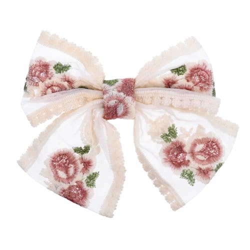 OATIPHO Blumen Haarclip mit Gesticktem Design und Schleifenform Haaraccessoire für Damen Beige für Alltag und Besondere Anlässe von OATIPHO