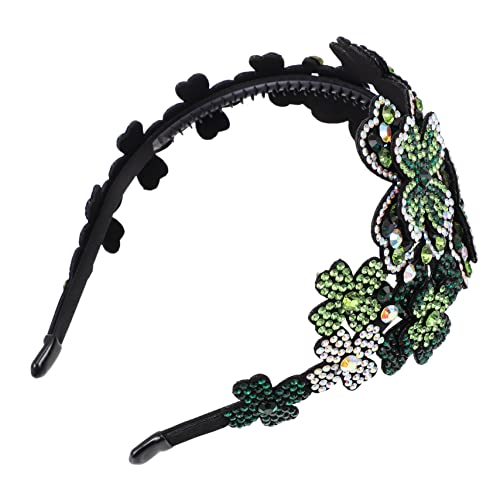 OATIPHO Blumen Haarreif für und Mädchen Breiter Rutschfester Haarschmuck mit Kristallen Headpiece für Hochzeiten Partys und Fotoshootings Grün von OATIPHO