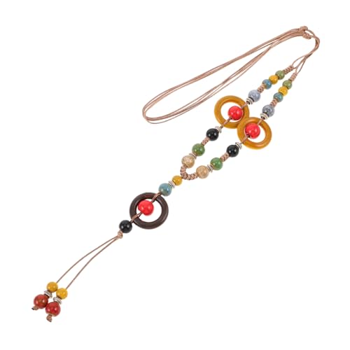 OATIPHO Böhmische Quaste Halskette mit Langen Anhänger Vintage Geflochtene Schmuck für Damen Farbenfrohe und Leichte Statement Kette im Chinesischen Stil für von OATIPHO