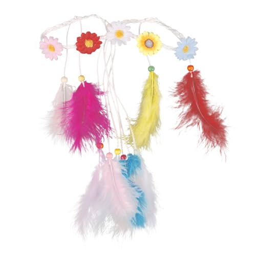 OATIPHO Boho-Sonnenblumen-Stirnband Blumen-Kopfschmuck Mit Federn Bauernhaus-Kopfschmuck Sommer-Sonnenblumen-Haarband Haarschmuck Für Frauen Und Mädchen von OATIPHO