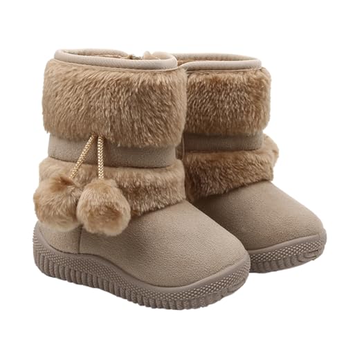 OATIPHO Boots Winter Warm Lauflernschuhe Weiche Rutschfeste Sohle Warme Krabbelschuhe für Kleinkinder Mädchen Jungen Beige Innenlänge von OATIPHO