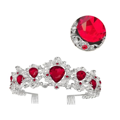 OATIPHO Brautkrone Hochzeitskopfschmuck Modische Kopfbedeckung Für Damen Fotografie-accessoires Krone Für Braut Partys Und Feiern Rot von OATIPHO