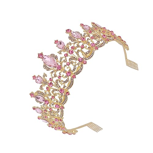 OATIPHO Brautkrone mit Rosa Strasssteinen Dekoratives Hochzeitskopfschmuck für Damen Stabiles Design für Feier Performance und Besondere Anlässe Geeignet von OATIPHO