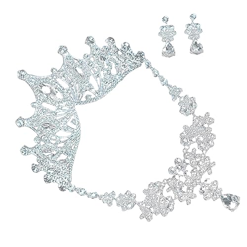 OATIPHO Brautschmuck Teilig Tiara Ohrringe Halskette Schmuckset für Hochzeit Abendkleid Festliche Anlässe Geeignet für Braut Damen Party Ball Fotoshooting von OATIPHO