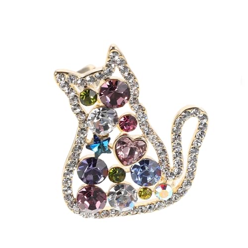OATIPHO Bunte Strass Katzenbrosche mit Farbenfrohen Kristallen Leichter Damen Anstecker für Hochzeit Party Weihnachten Modisches Accessoire für Kleidung und von OATIPHO