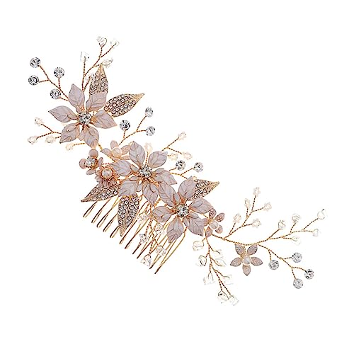 OATIPHO Chic Perlen Haarkamm aus Legiertem Handgefertigter Hochzeitsschmuck für Brautfrisuren Eleganter Einsatz bei Hochzeiten Partys und Besonderen Anlässen Goldfarben von OATIPHO