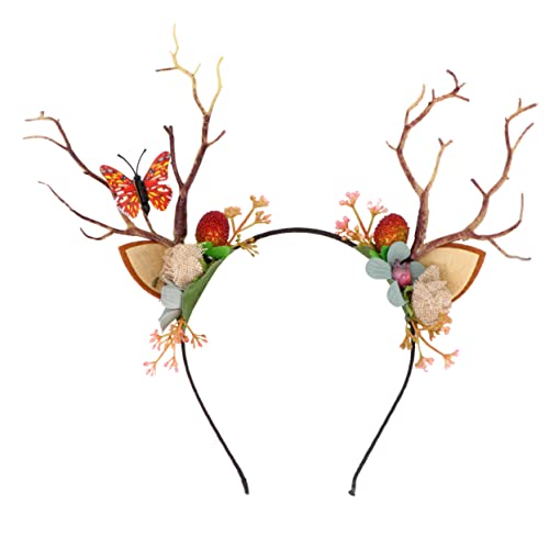 OATIPHO Cosplay Geweih Stirnband mit Beeren Schmetterling und Vogel Festlicher Haarschmuck für Halloween Weihnachten Party und Cosplay Geeignet für Erwachsene Zufällige Zufällige Farbe von OATIPHO