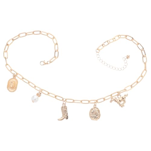 OATIPHO West-halskette Mit Cowboystiefel-anhänger Rustikales Western-design Aus Metalllegierung Unregelmäßige Perlenakzente Westernschmuck Für Frauen Passend Zu Hut Und Stiefel-outfits von OATIPHO