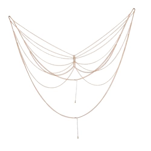 OATIPHO Brustkettenschmuck Für Damen Körperhalskette Mit Mehrfachketten Körperschmuck Für Partys Und Täglichen Gebrauch Körperkette Für Frauen Und Mädchen von OATIPHO