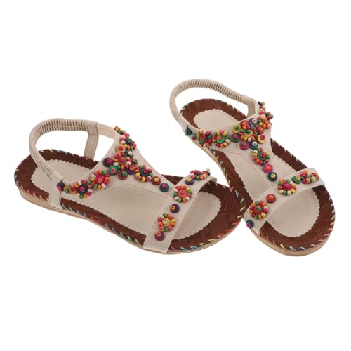 OATIPHO Strandschuhe Damen Flache Sommersandalen Boho Stil Freizeit Rutschfeste Leichte Atmungsaktive Strandflats Für Reisen Urlaubspaziergänge von OATIPHO