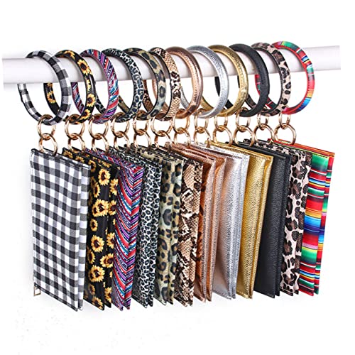 OATIPHO Frau Handtasche Brieftaschen Für Damen Brieftaschen Für Frauen Handy-Armband Reißverschluss Mit Leopardenmuster Lederarmbänder Geldbörse Für Mädchen Pailletten Fräulein Schmuck von OATIPHO