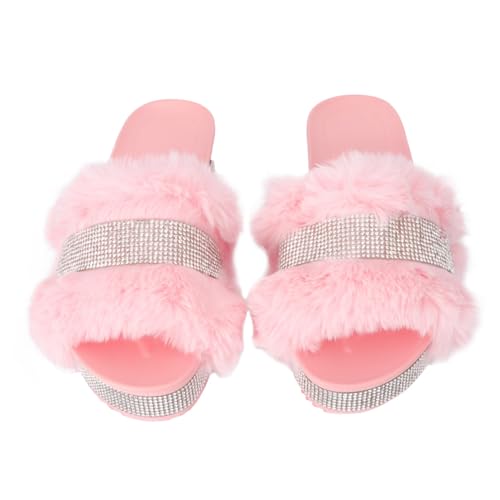 OATIPHO Damen Hausschuhe mit Dicker Sohle und Funkelnden Strasssteinen Warme Plüschpantoffeln für Winter Komfortabel und Modisch Rutschfest und Atmungsaktiv für Zuhause und Büro von OATIPHO