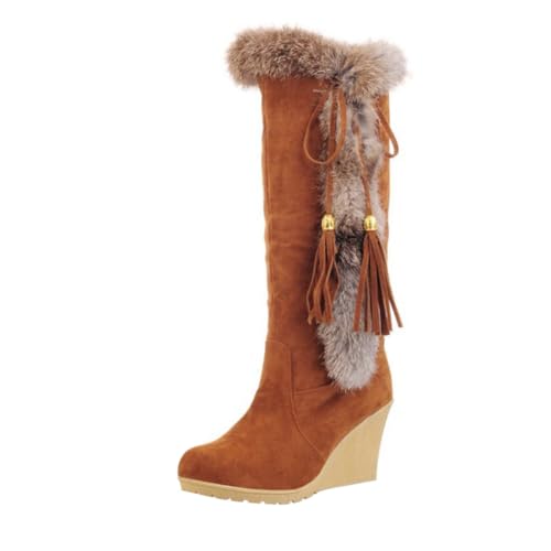 OATIPHO Damen High Tube Boots Winterstiefel mit Frosted Sohle und Modischem Absatz Warme Strapazierfähige Schneestiefel für Komfort und Stil Geeignet für Kalte Tage und Vielseitige Outfits von OATIPHO