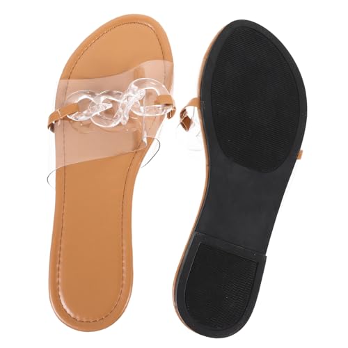 OATIPHO Damen Sandalen Transparent Sommer Flache Sandaletten Bequeme Strand Schuhe Atmungsaktiv Modisch Elegant Leicht Weiblich von OATIPHO