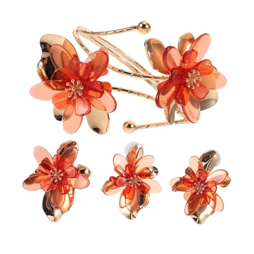 OATIPHO Blumenohrringe Set Mit Tropfenketten Und Blumenarmband Für Frauen Kawaii-ohrringe Und Blumenschmuck Für Strand Offene Statement-ringe von OATIPHO